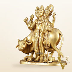 Brass Dattatreya Statue – 11" Tall, Handcrafted