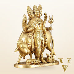 Brass Dattatreya Statue – 11" Tall, Handcrafted
