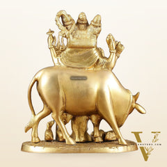 Brass Dattatreya Statue – 11" Tall, Handcrafted