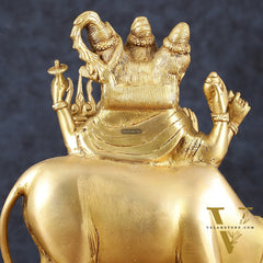 Brass Dattatreya Statue – 11" Tall, Handcrafted