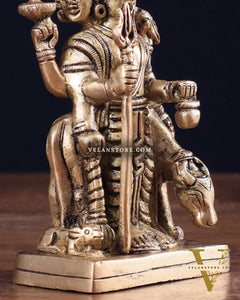 Brass Dattatreya with Dog Idol 4.5"