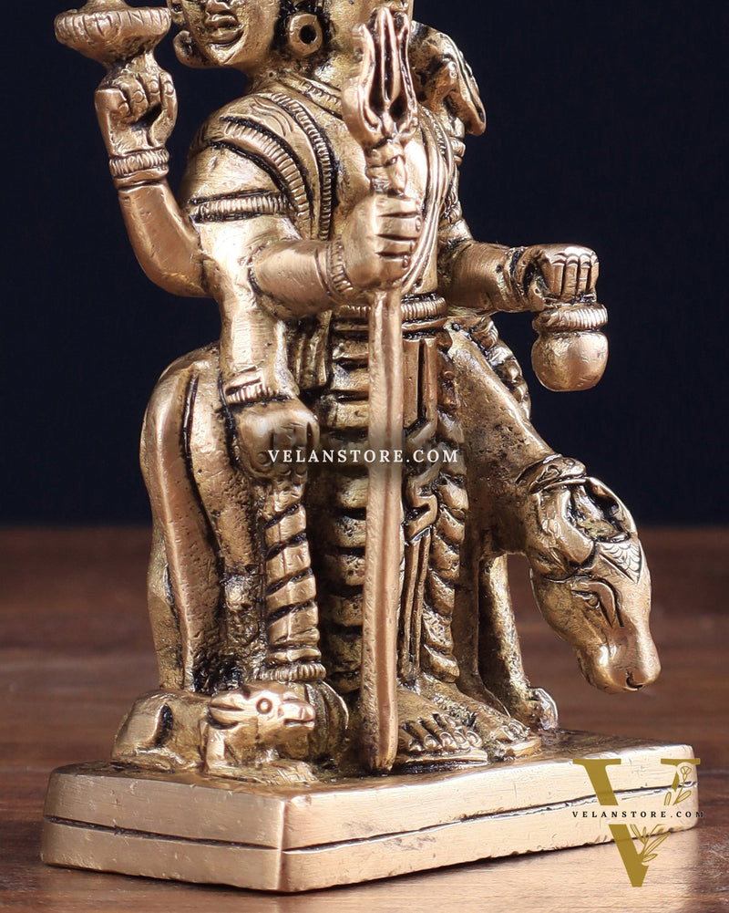 Brass Dattatreya with Dog Idol 4.5"