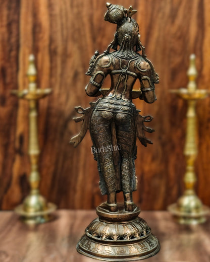 Pure Brass Deep Lady Vilakku with Bronze Finish – 36" Traditional Lamp