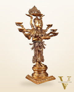 Brass Deep Lady with Ten arms - 27 inch tall