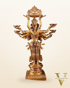 Brass Deep Lady with Ten arms - 27 inch tall
