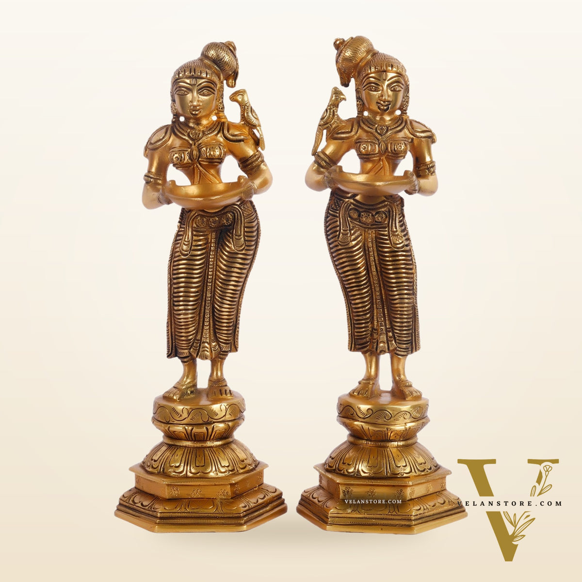 Brass Deep lakshmi/ Brass Deep Lady/ Brass Pavaai vilakku 12"