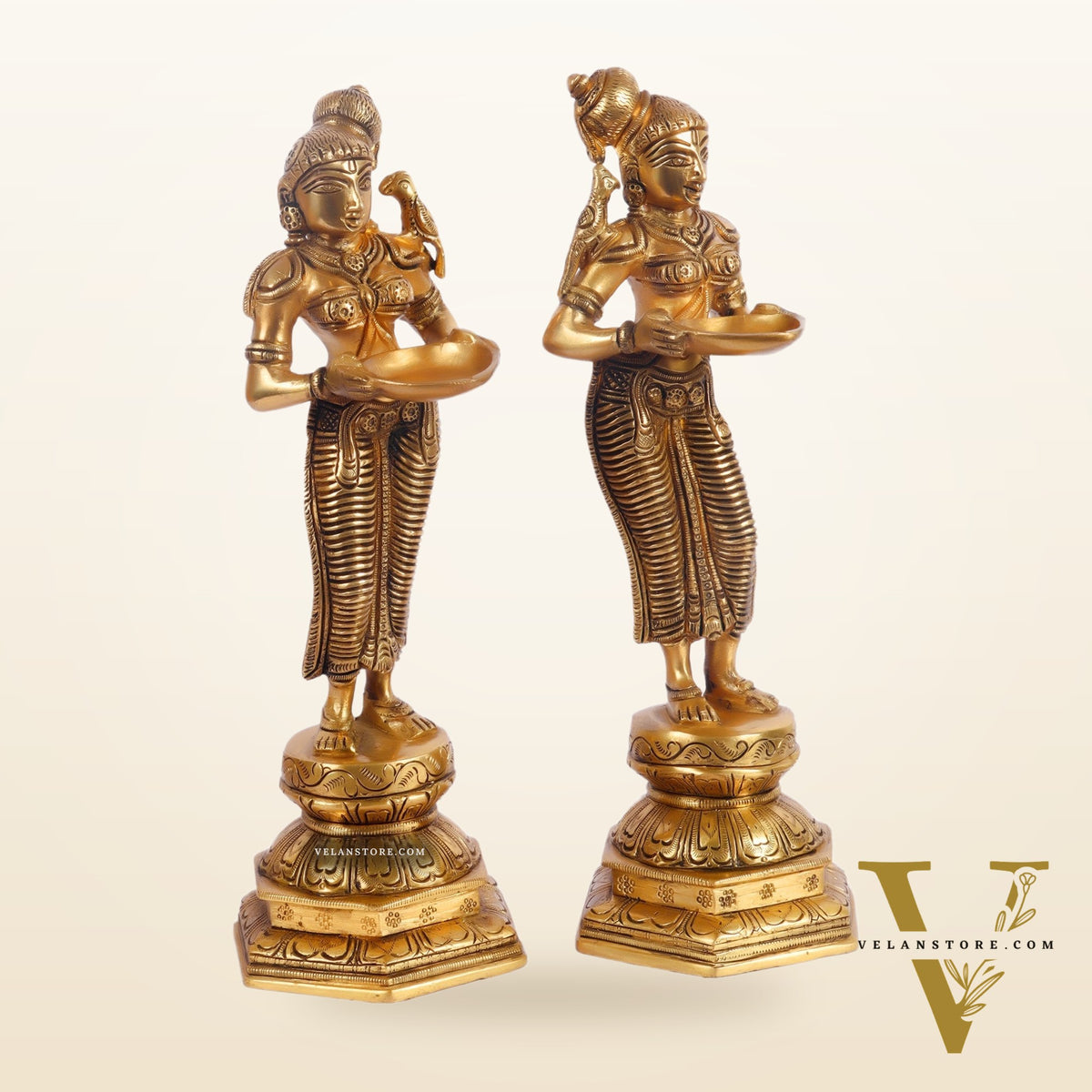 Brass Deep lakshmi/ Brass Deep Lady/ Brass Pavaai vilakku 12"