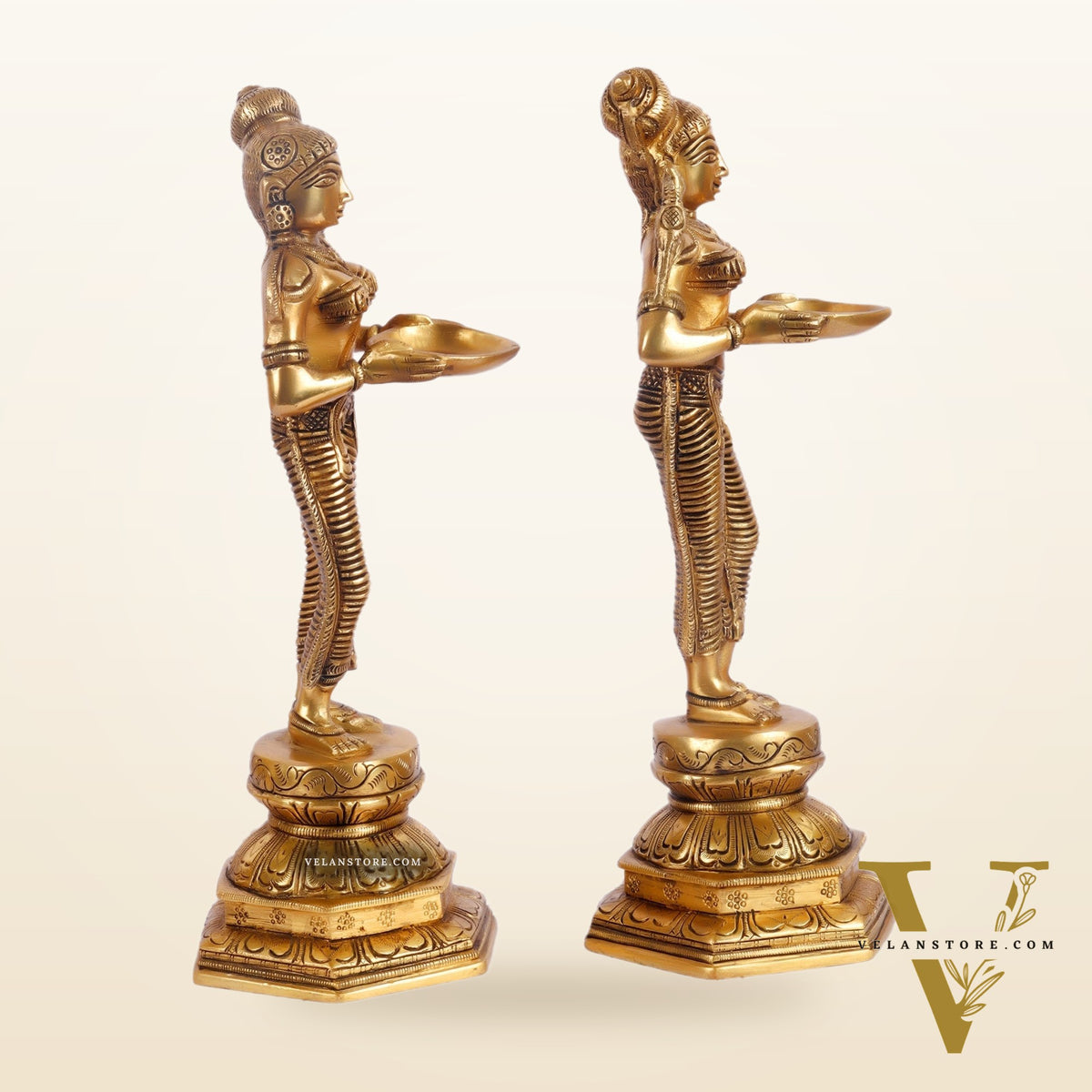 Brass Deep lakshmi/ Brass Deep Lady/ Brass Pavaai vilakku 12"