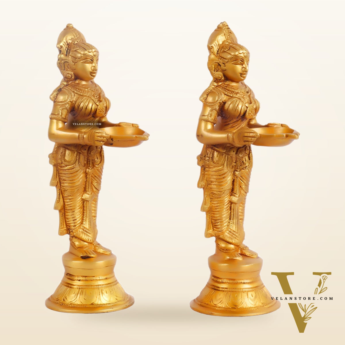 Brass Deep lakshmi/ Brass Deep Lady/ Brass Pavaai vilakku 9"