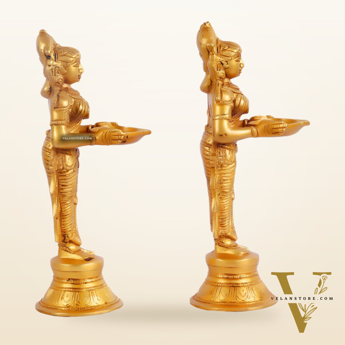Brass Deep lakshmi/ Brass Deep Lady/ Brass Pavaai vilakku 9"