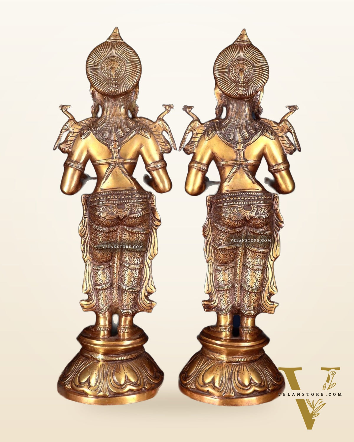 Brass Deep Lakshmi Pavaai Vilakku 30" pair