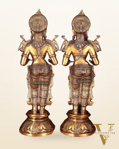 Brass Deep Lakshmi Pavaai Vilakku 30" pair