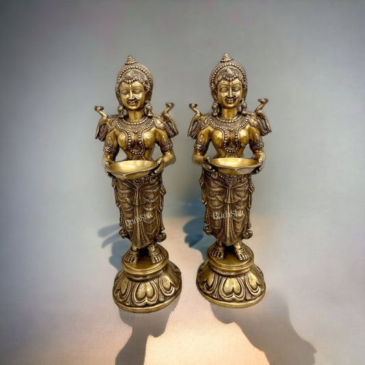 Brass Deep Lakshmi Pavaai Vilakku 30" pair