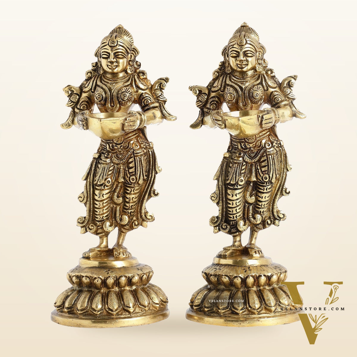 Brass Deep Lakshmi Pavaai Vilakku - 9 inch