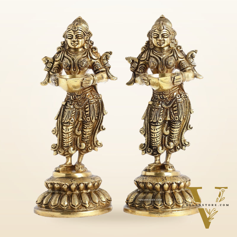 Brass Deep Lakshmi Pavaai Vilakku - 9 inch