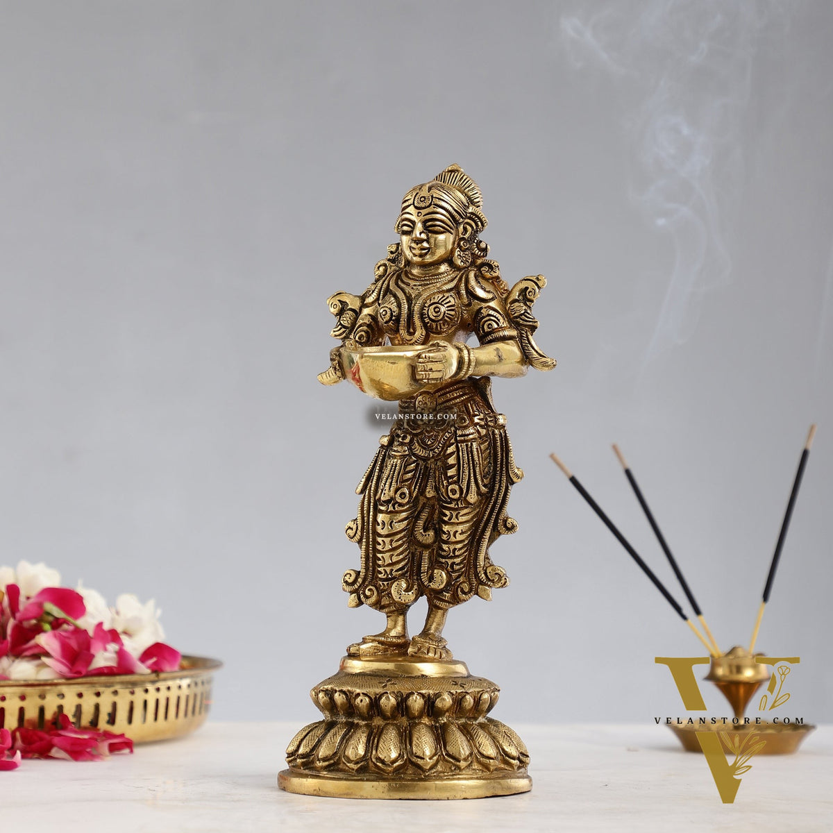 Brass Deep Lakshmi Pavaai Vilakku - 9 inch