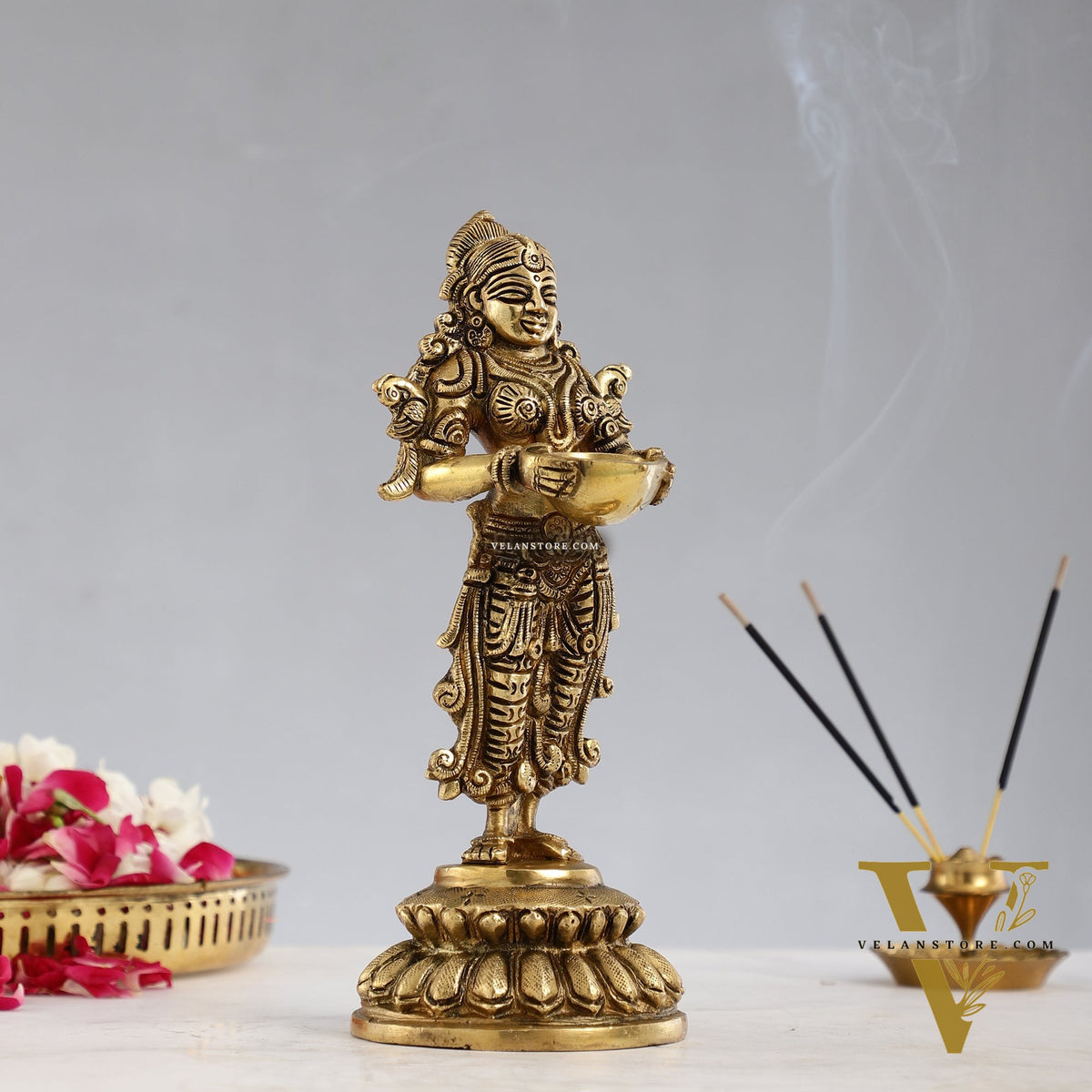 Brass Deep Lakshmi Pavaai Vilakku - 9 inch