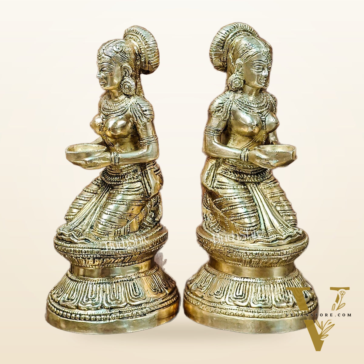 Brass Deep Lakshmi pavaai Vilakku 9"