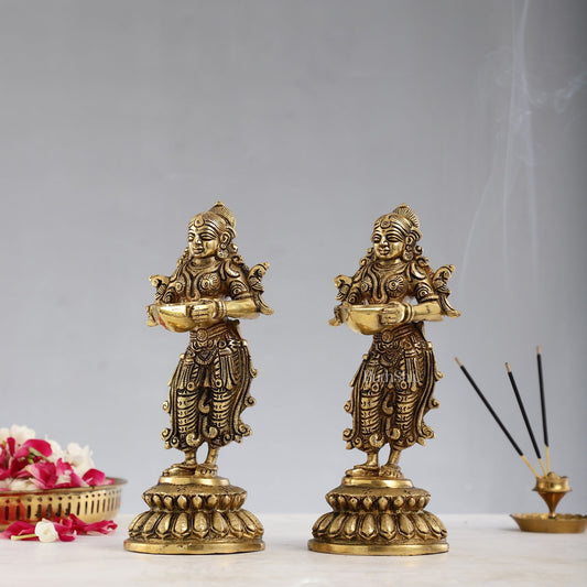 Brass Deep Lakshmi Pavaai Vilakku - 9 inch