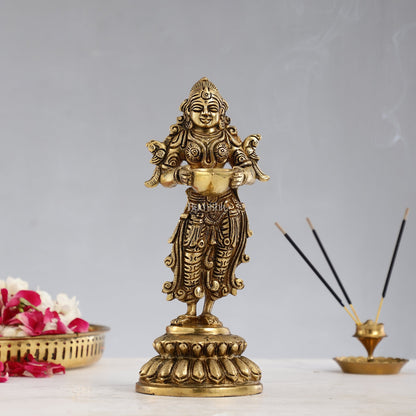 Brass Deep Lakshmi Pavaai Vilakku - 9 inch