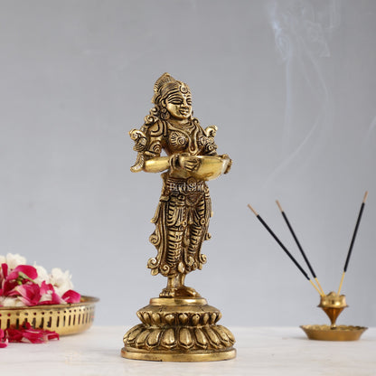 Brass Deep Lakshmi Pavaai Vilakku - 9 inch