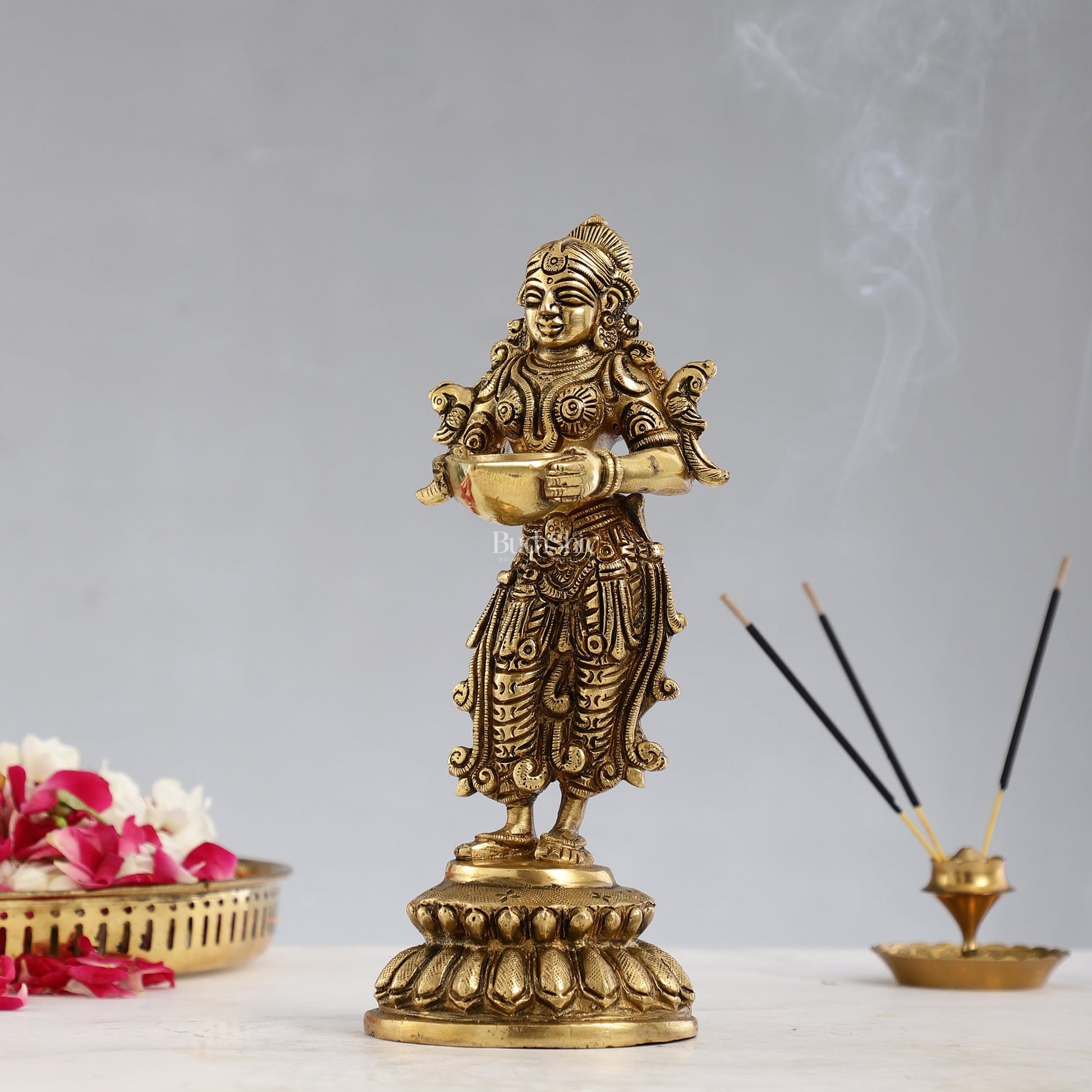 Brass Deep Lakshmi Pavaai Vilakku - 9 inch