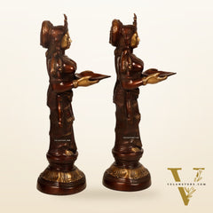 Brass Deep Lakshmi Pavaai Villaku 23 - Brown Gold | Traditional Handcrafted Lamp