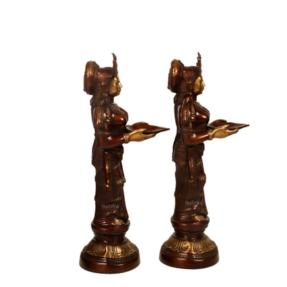 Brass Deep Lakshmi Pavaai Villaku 23 - Brown Gold | Traditional Handcrafted Lamp
