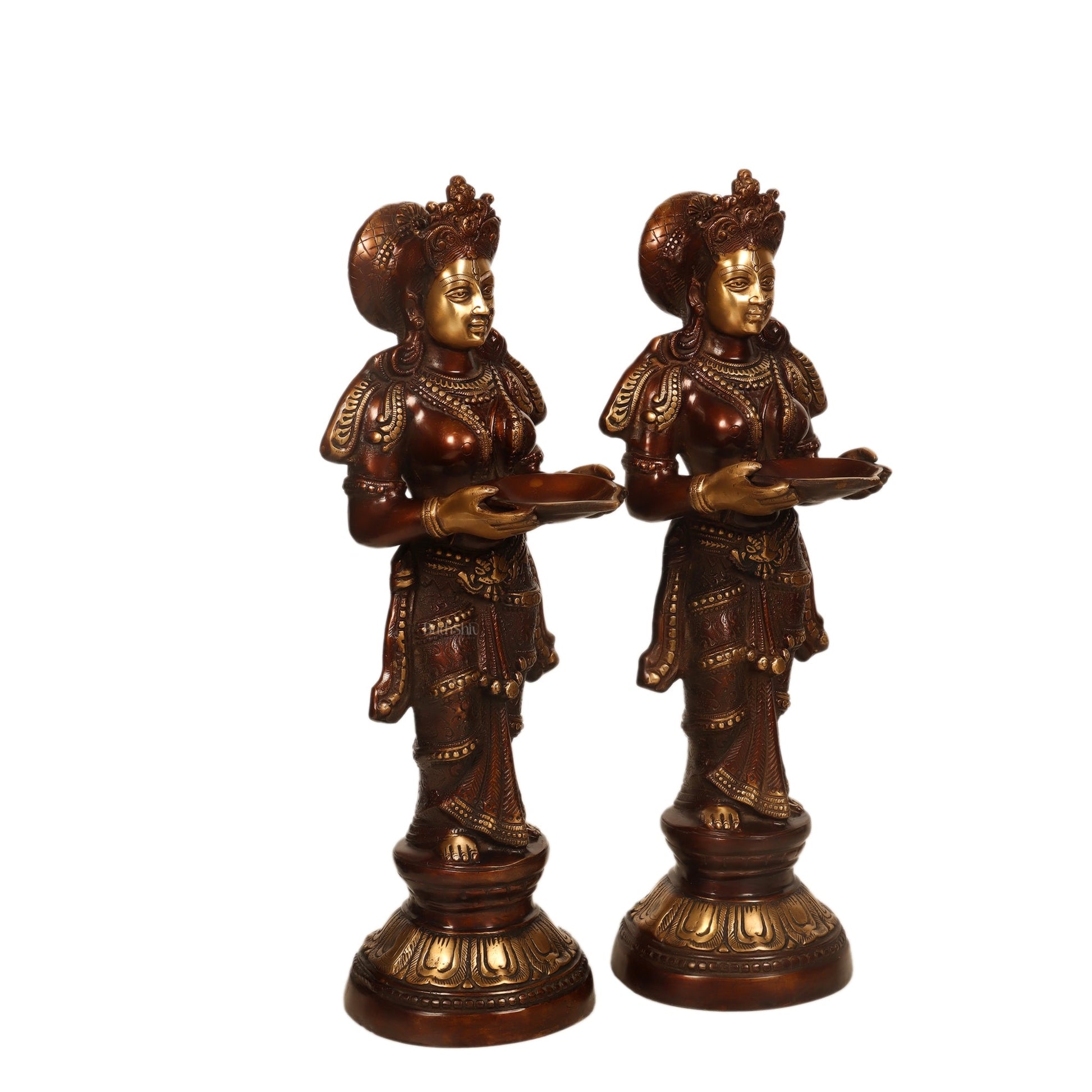 Brass Deep Lakshmi Pavaai Villaku 23 - Brown Gold | Traditional Handcrafted Lamp