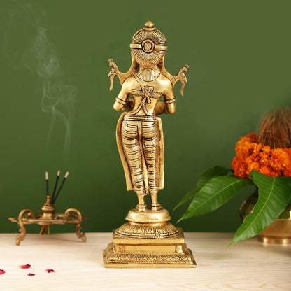 Brass Deep Lakshmi Statue with Diyas | Handcrafted Lady Statue  14"