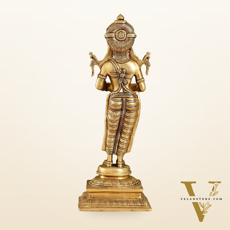 Brass Deep Lakshmi Statue with Diyas | Handcrafted Lady Statue 14"