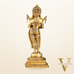Brass Deep Lakshmi Statue with Diyas | Handcrafted Lady Statue  14"
