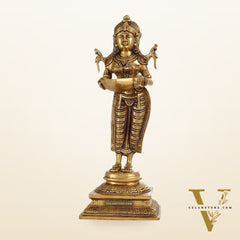Brass Deep Lakshmi Statue with Diyas | Handcrafted Lady Statue 14"