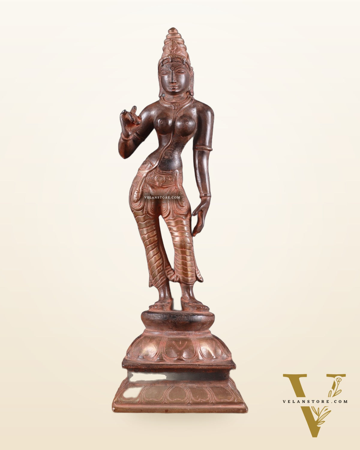 Brass Devi Parvati Uma Idol | 10 Inches | red sand finish