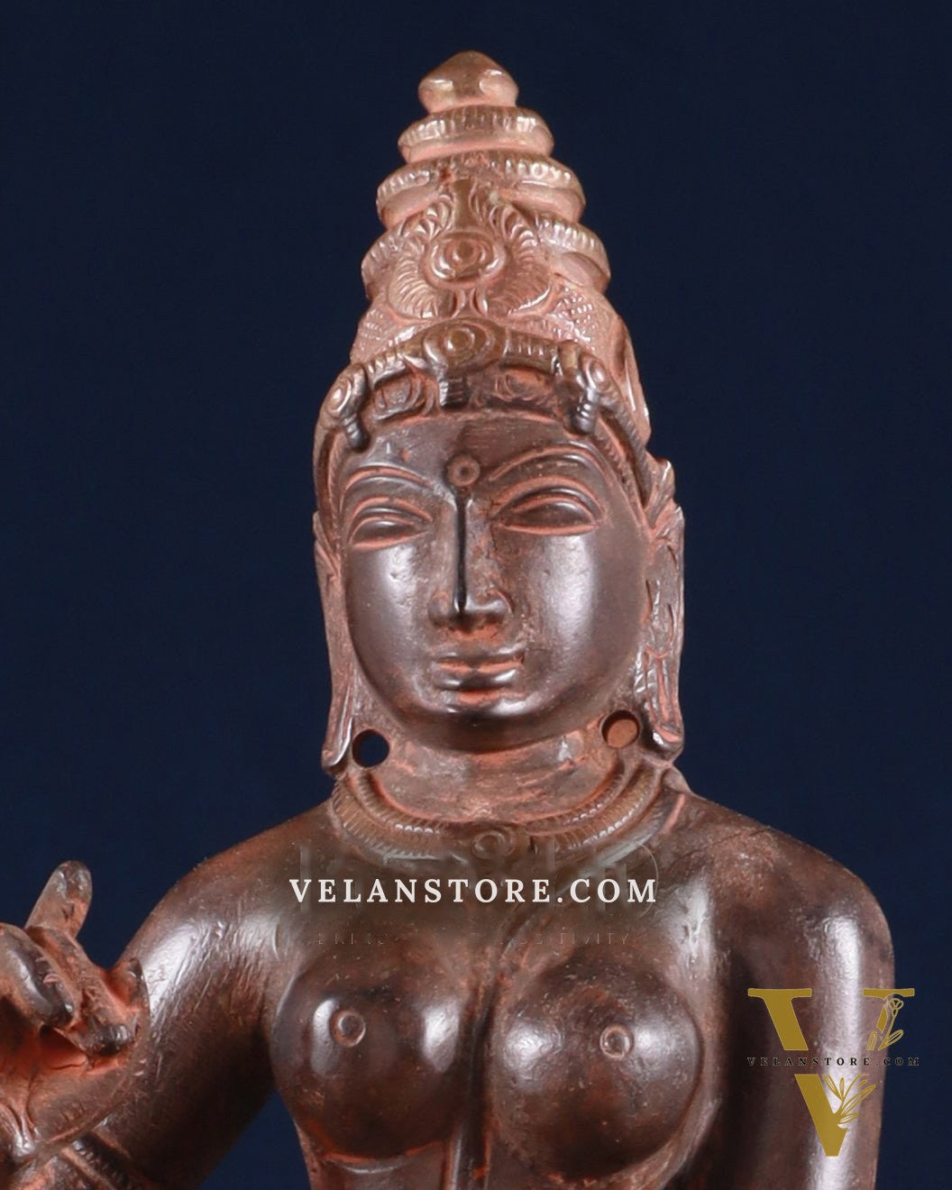 Brass Devi Parvati Uma Idol | 10 Inches | red sand finish