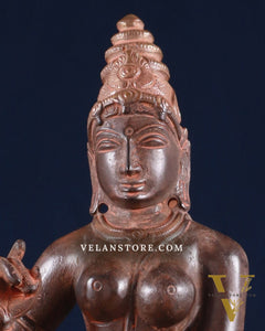 Brass Devi Parvati Uma Idol | 10 Inches | red sand finish