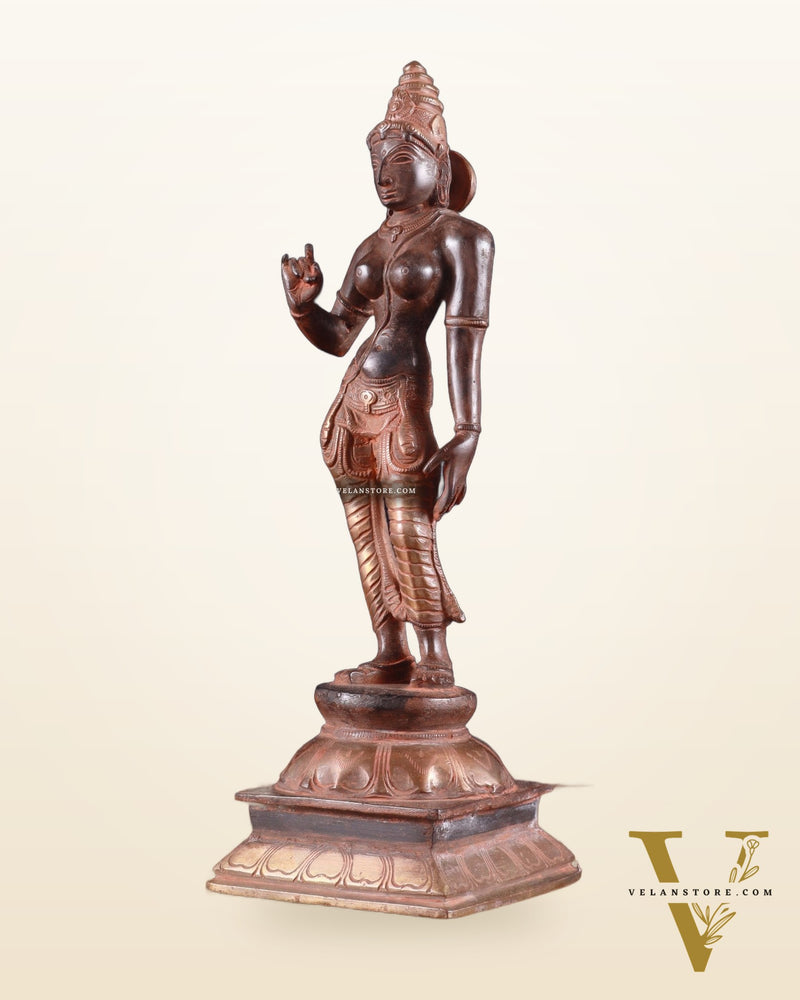 Brass Devi Parvati Uma Idol | 10 Inches | red sand finish