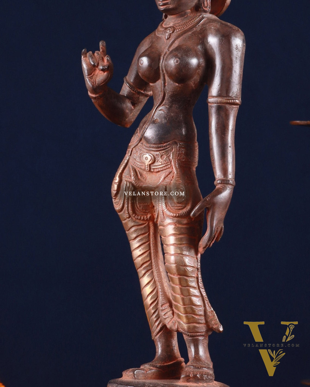 Brass Devi Parvati Uma Idol | 10 Inches | red sand finish