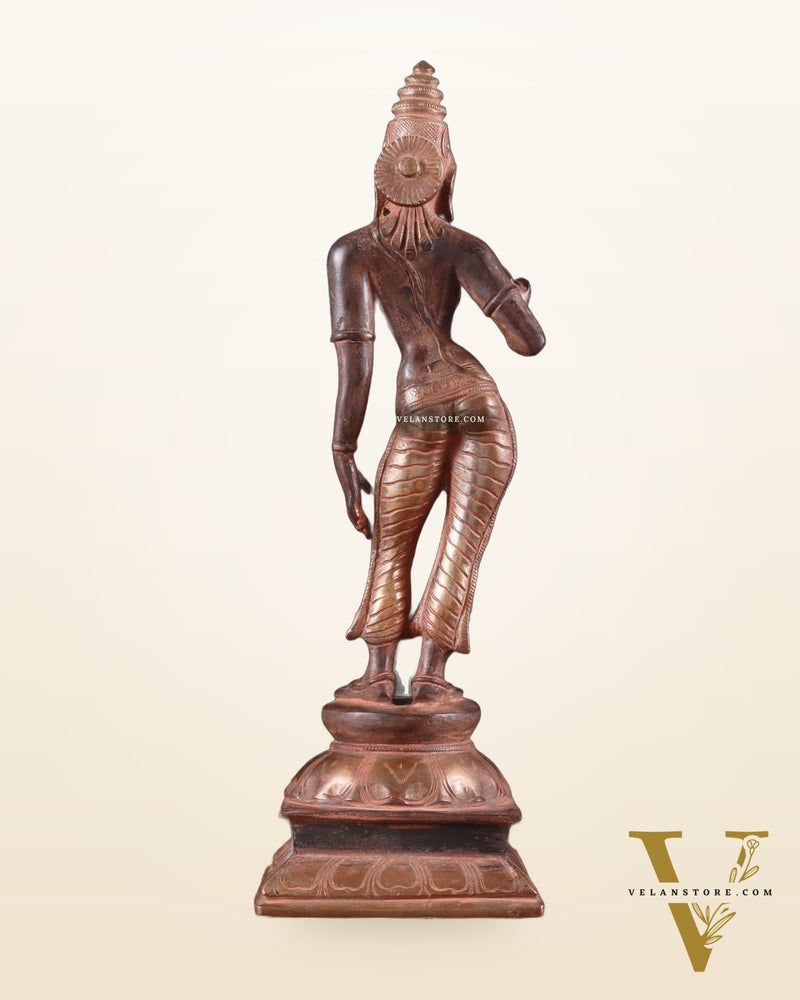 Brass Devi Parvati Uma Idol | 10 Inches | red sand finish