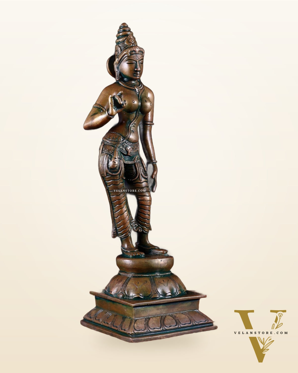 Brass Devi Uma Parvati Idol | 10 Inch chola bronze touch
