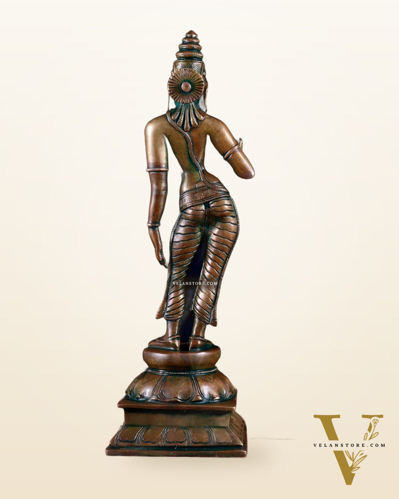 Brass Devi Uma Parvati Idol | 10 Inch chola bronze touch