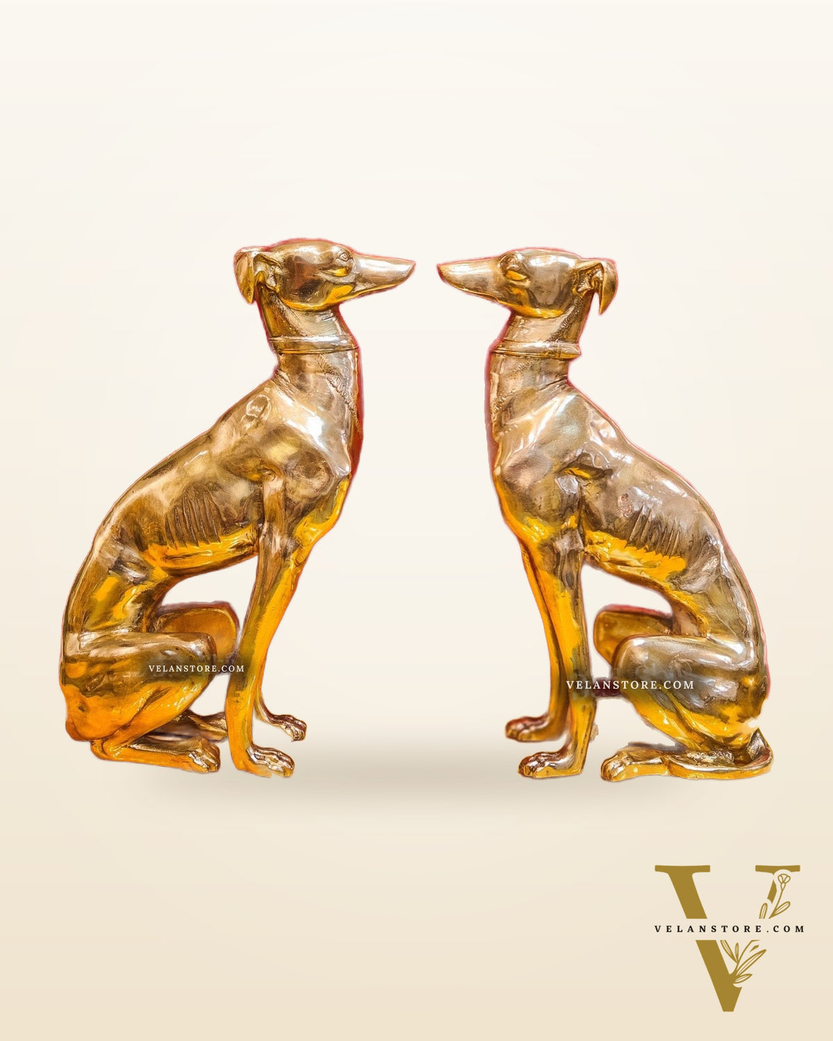 Brass Dog Statues - Pair or Single Piece - Height 23 inches
