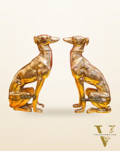 Brass Dog Statues - Pair or Single Piece - Height 23 inches