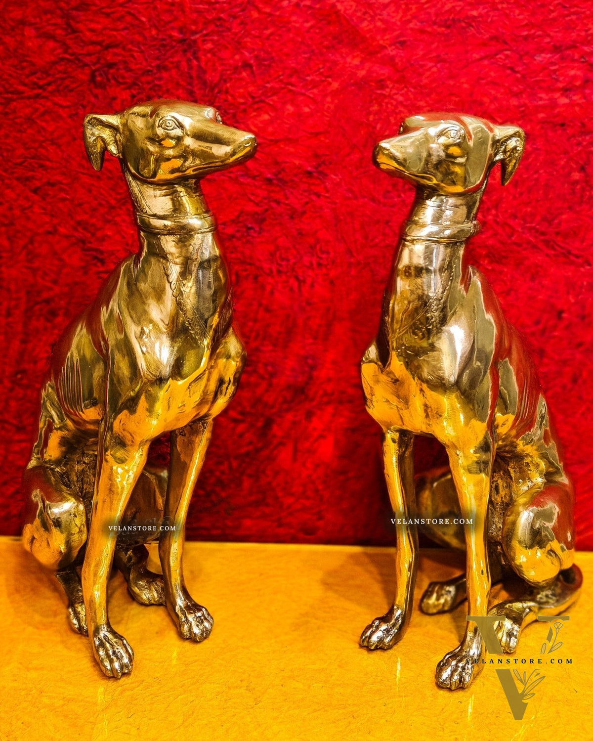 Brass Dog Statues - Pair or Single Piece - Height 23 inches