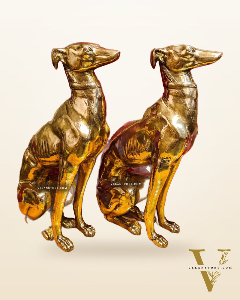 Brass Dog Statues - Pair or Single Piece - Height 23 inches