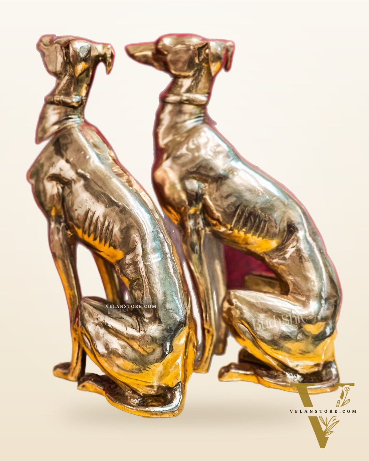 Brass Dog Statues - Pair or Single Piece - Height 23 inches