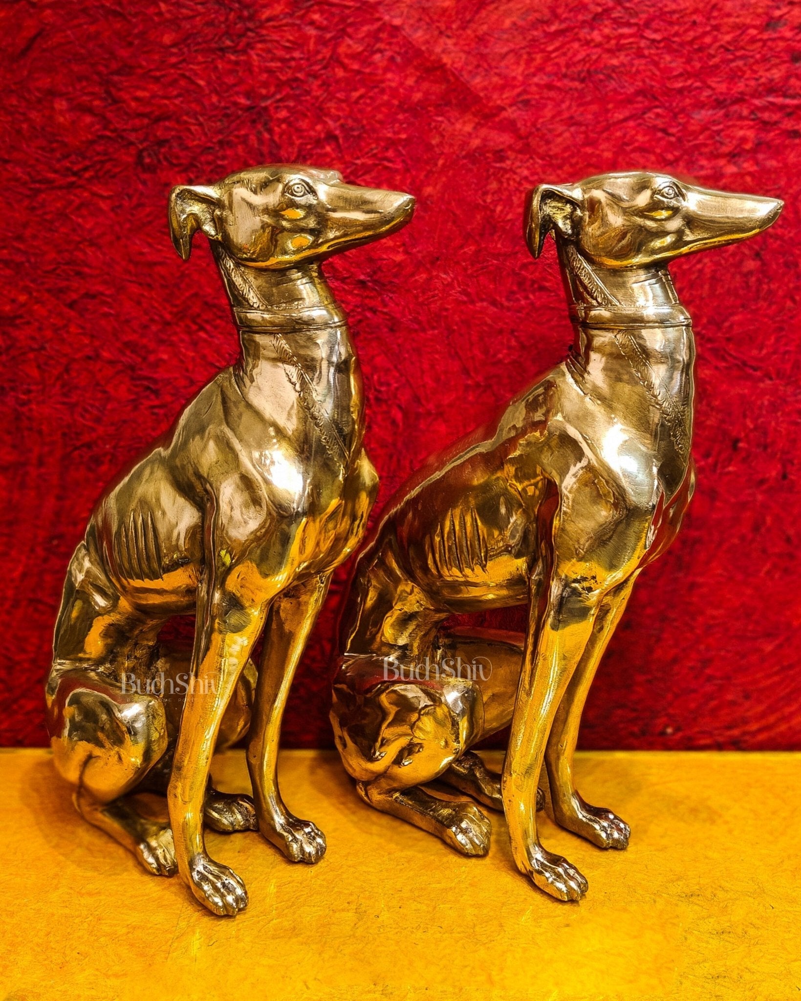 Brass Dog Statues - Pair or Single Piece - Height 23 inches
