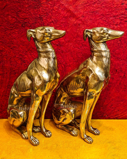Brass Dog Statues - Pair or Single Piece - Height 23 inches