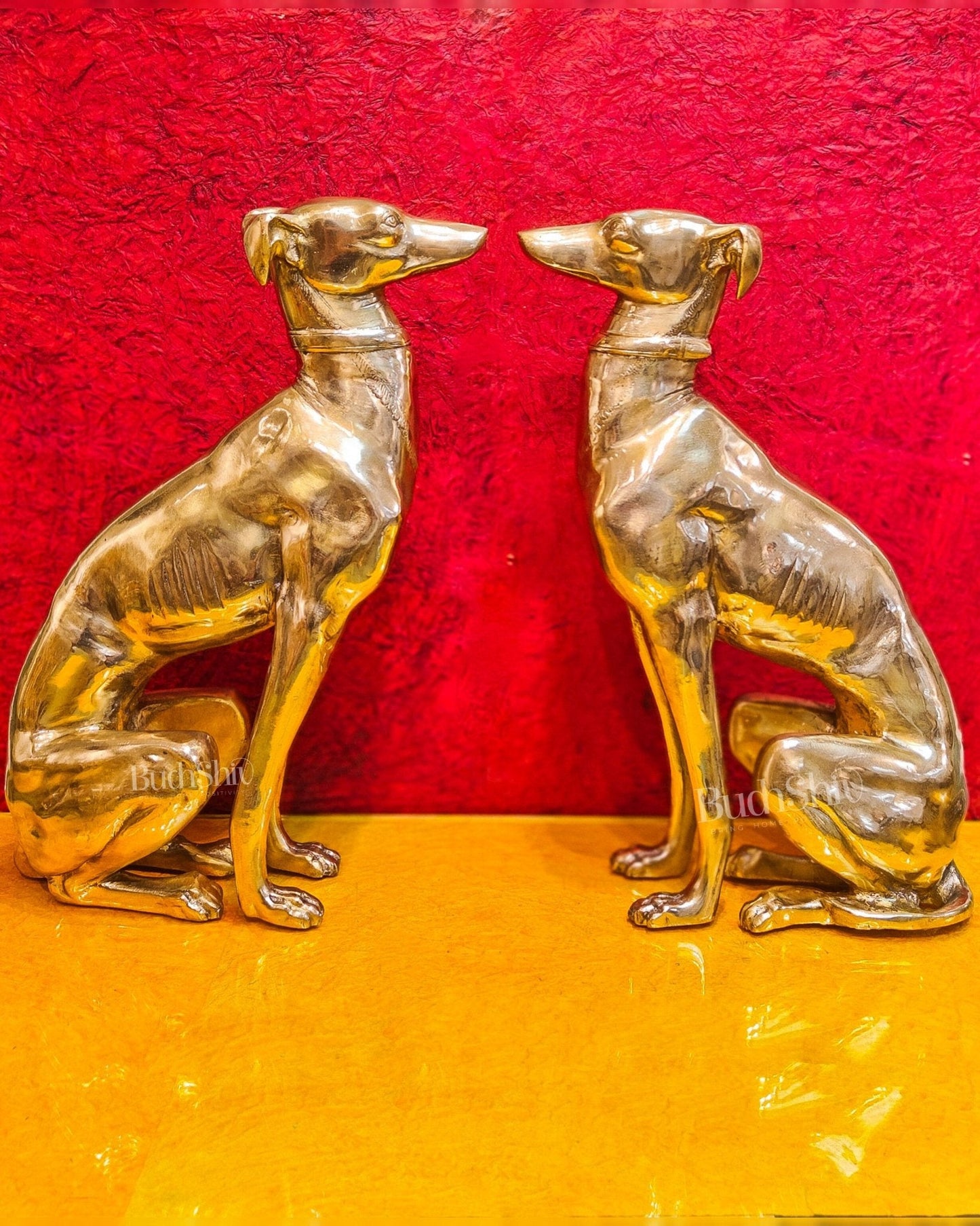 Brass Dog Statues - Pair or Single Piece - Height 23 inches