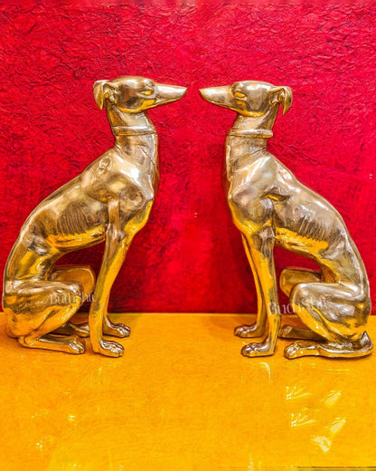 Brass Dog Statues - Pair or Single Piece - Height 23 inches
